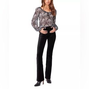 PAIGE Manhattan High Rise Bootcut Velvet Jeans in Black Dye